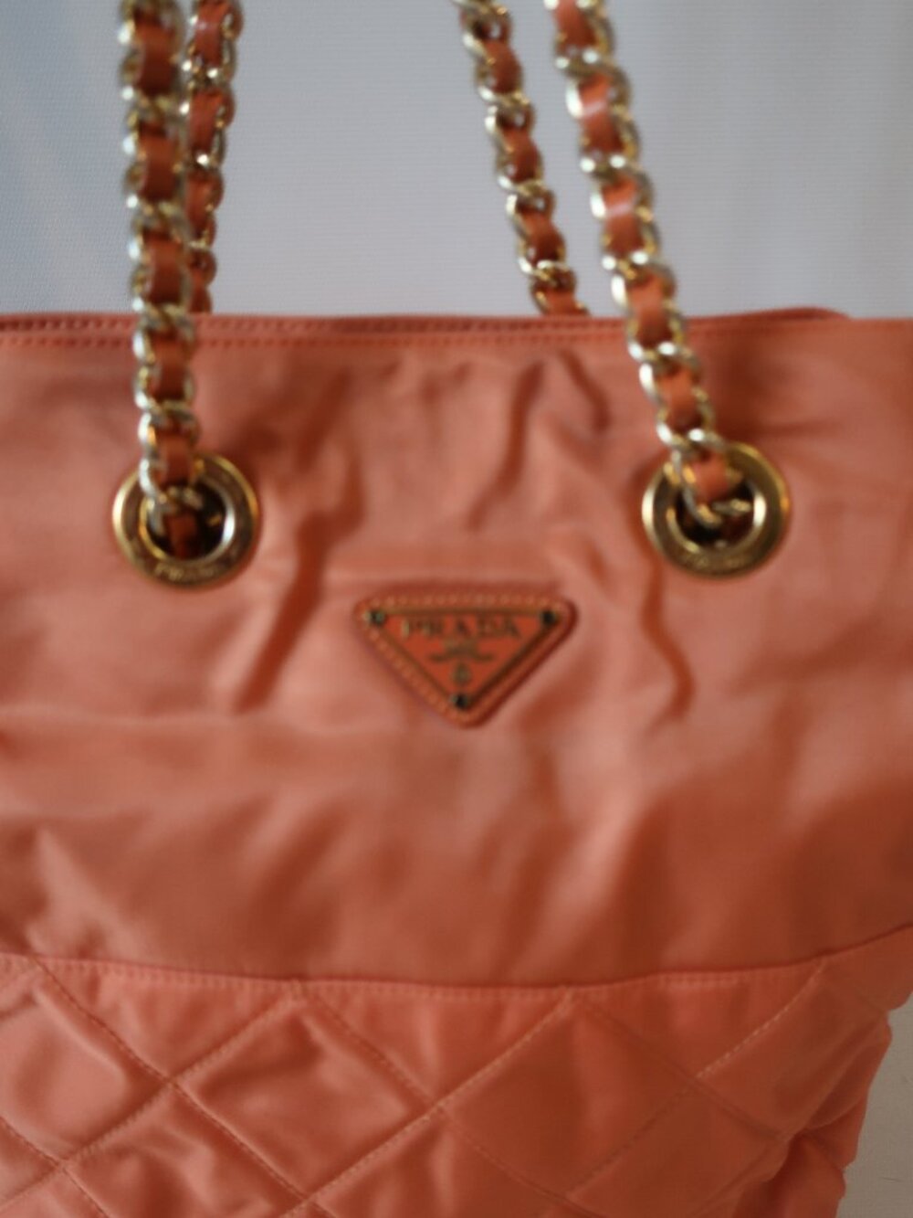 Womens Prada Salmon/Coral Nylon Tote Bag - Picture 3 of 16
